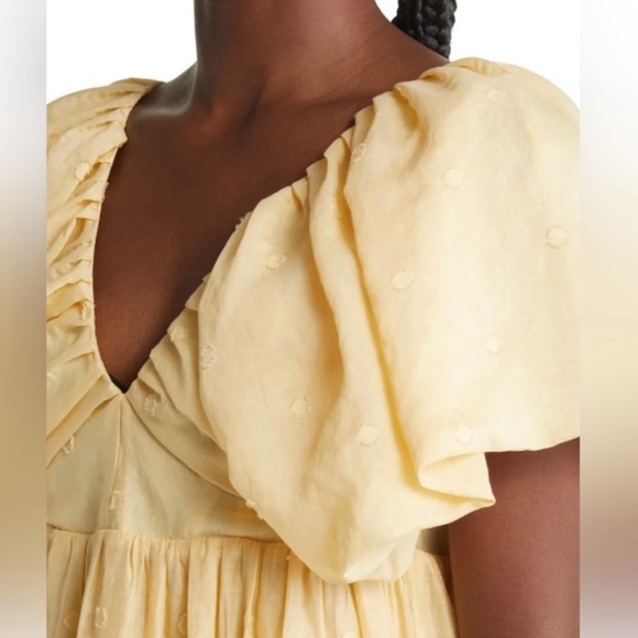 Anthropologie | Moon River | Yellow Polkadot Puff Sleeve Mini Dress - Picture 3 of 10